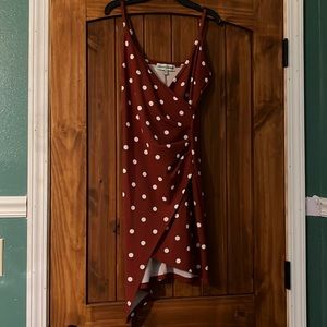 Almost Famous, M, brownish dress with with polka dots